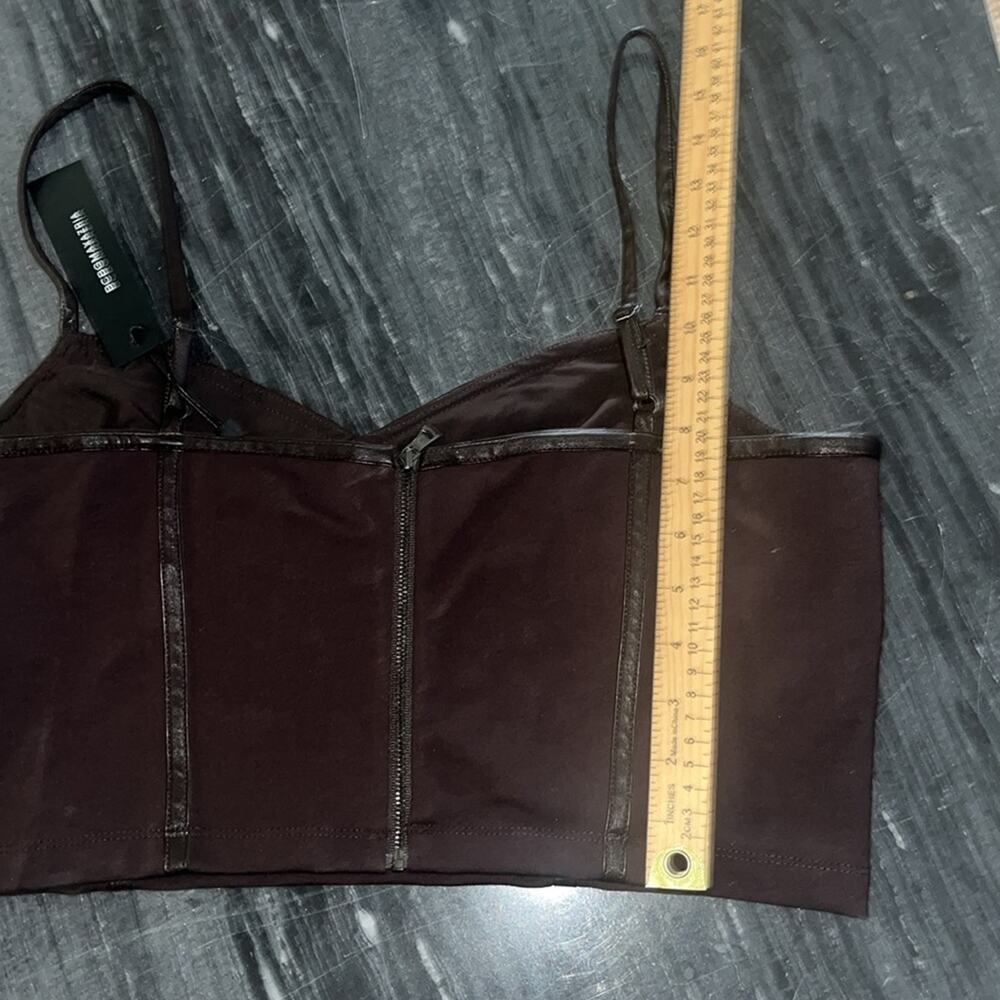 BCBGMAXAZRIA womens Cropped Tank With Spaghetti Straps and V Neck Coffee Sz L - Picture 6 of 7
